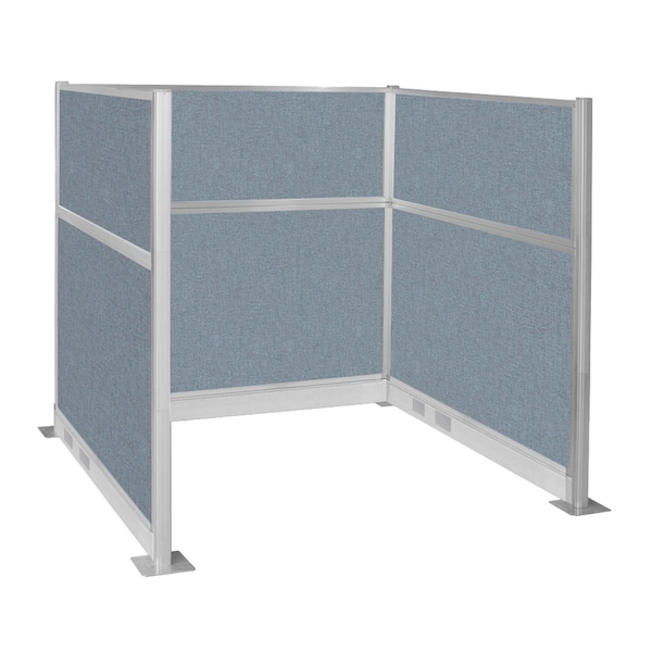 Pre-Configured Hush Panel Electric Cubicle (U Shape) 6' x 6' Powder Blue Fabric